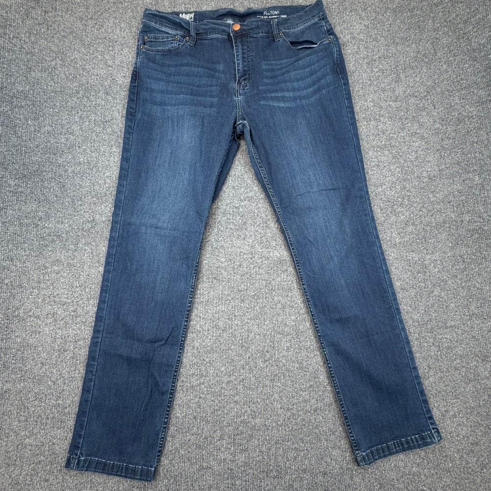 Mugsy Fultons Jeans Mens 38x32 (Fits as 36x30) Dark Wash‎ Slim Straight Stretch